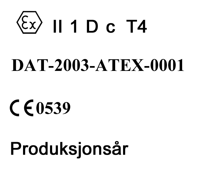 Utstyrsmerke for kategori 1 og støv Utstyrsmerke for kategori 1 og støv
